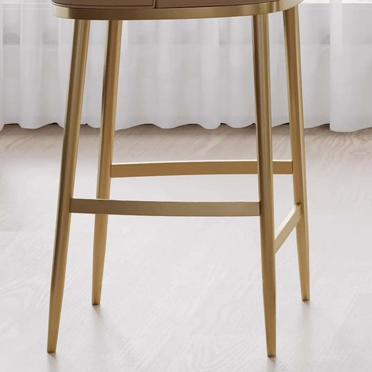 Modern Leather Padded Low Back Counter Bar Stool — Orange
