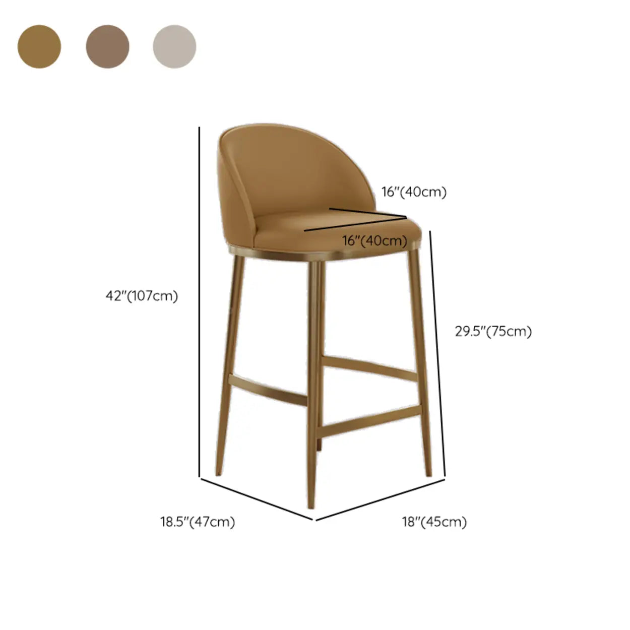 Modern Leather Padded Low Back Counter Bar Stool