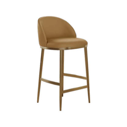 Modern Leather Padded Low Back Counter Bar Stool — Beige