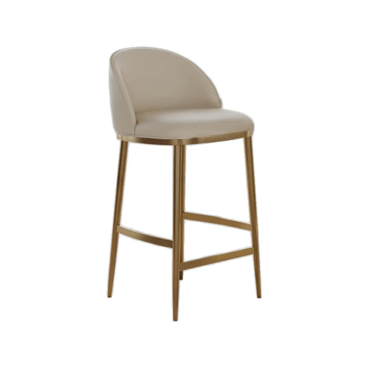 Modern Leather Padded Low Back Counter Bar Stool — Khaki