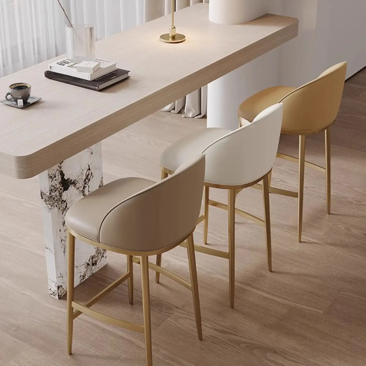 Modern Leather Padded Low Back Counter Bar Stool
