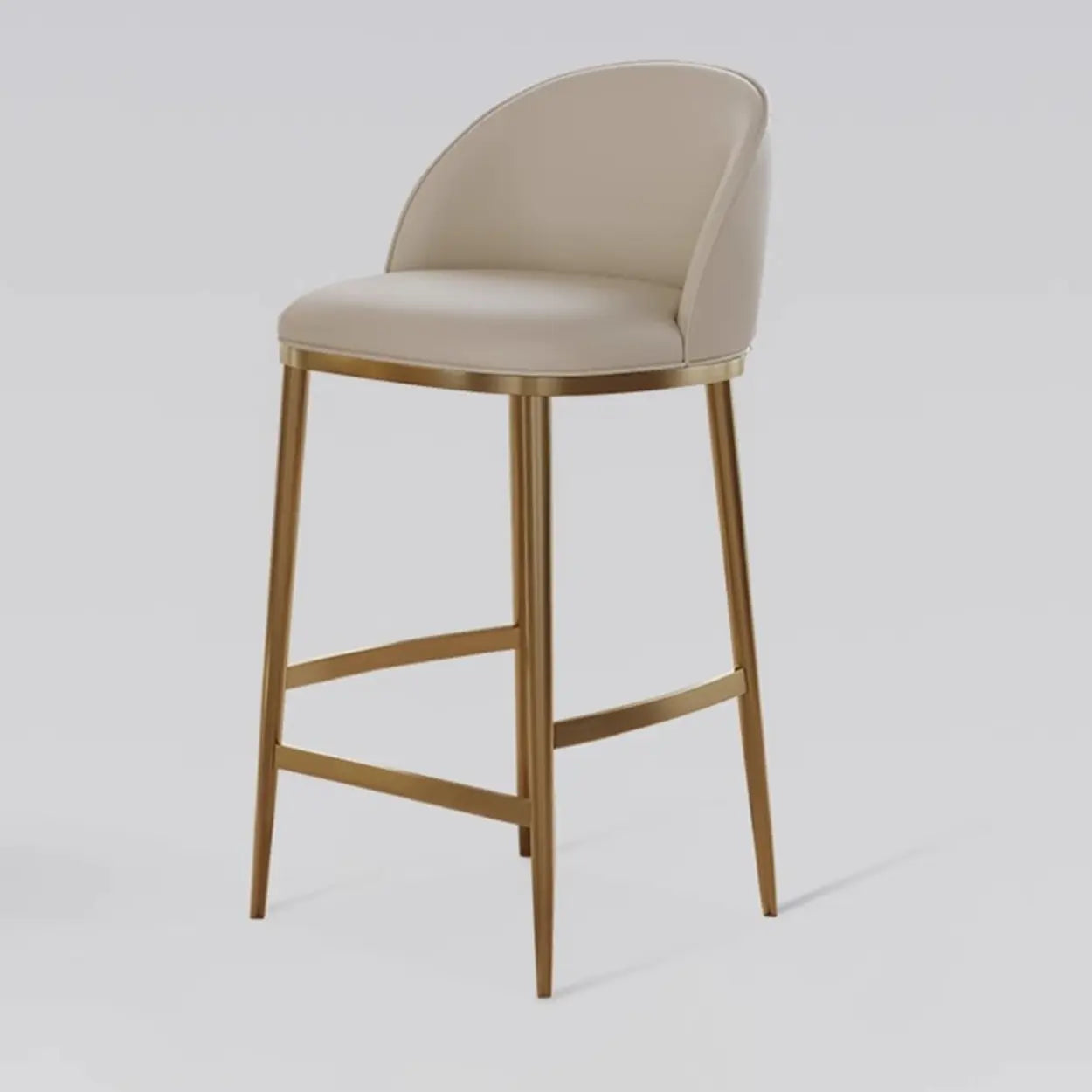 Modern Leather Padded Low Back Counter Bar Stool — Khaki