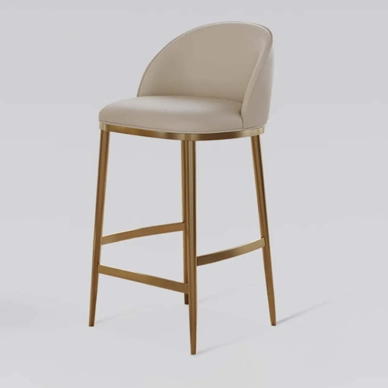 Modern Leather Padded Low Back Counter Bar Stool — Khaki