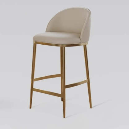 Modern Leather Padded Low Back Counter Bar Stool — Khaki