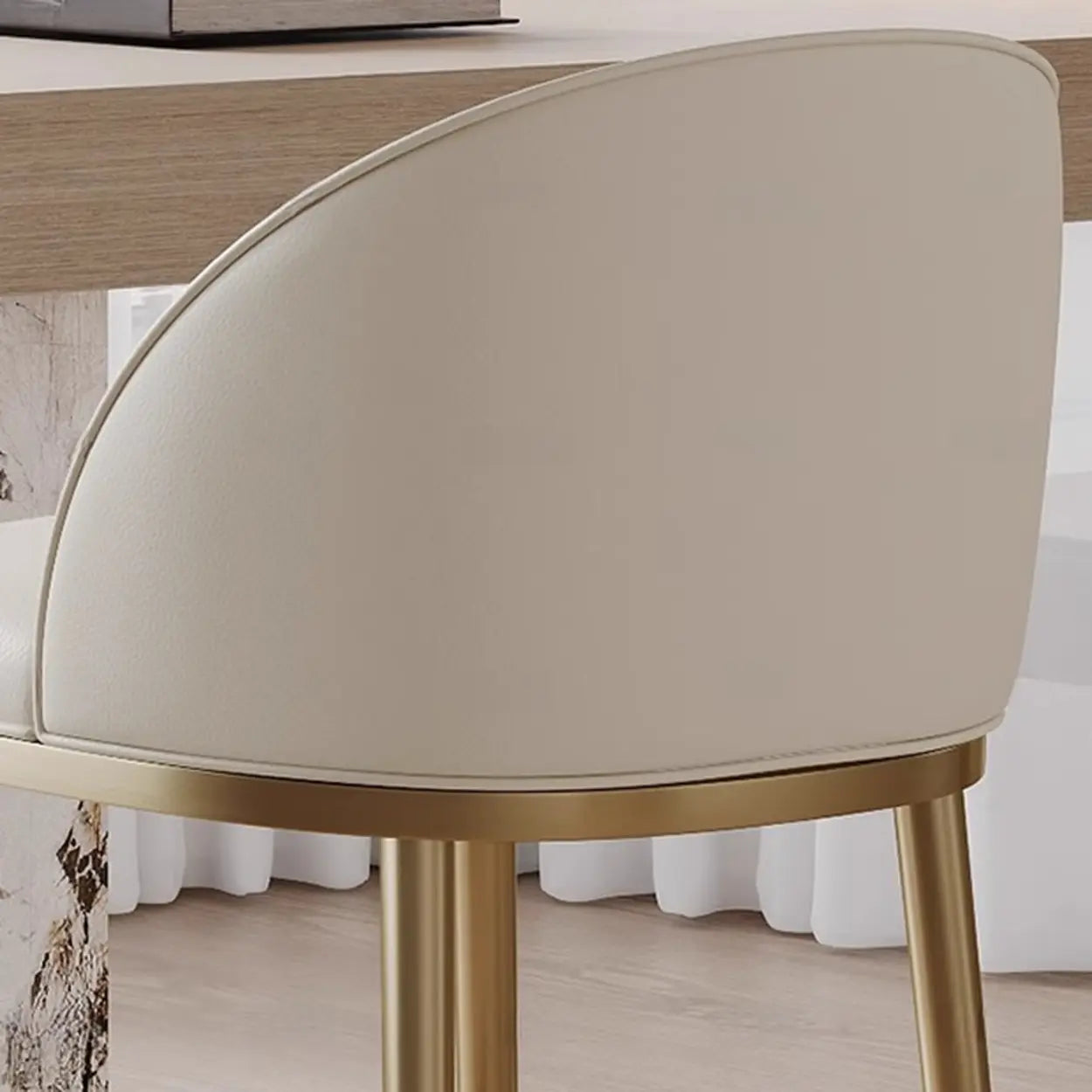 Modern Leather Padded Low Back Counter Bar Stool — Khaki