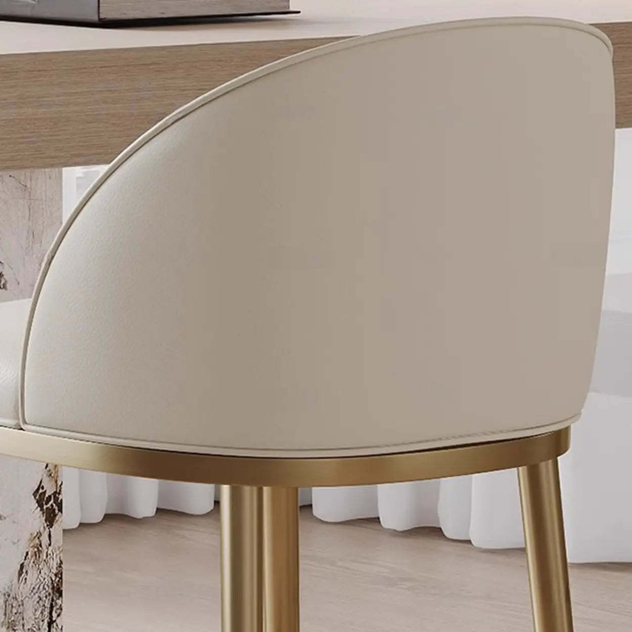 Modern Leather Padded Low Back Counter Bar Stool — Khaki