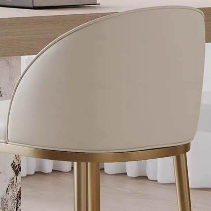 Modern Leather Padded Low Back Counter Bar Stool — Khaki