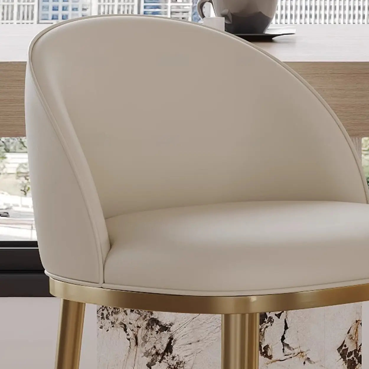 Modern Leather Padded Low Back Counter Bar Stool — Orange