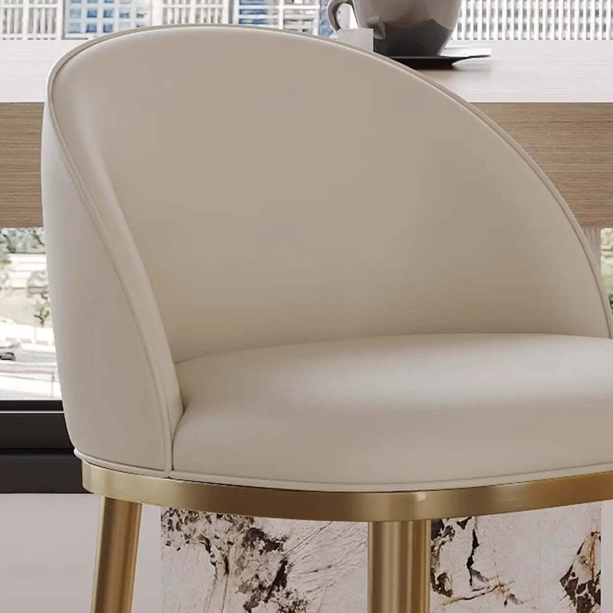 Modern Leather Padded Low Back Counter Bar Stool — Orange