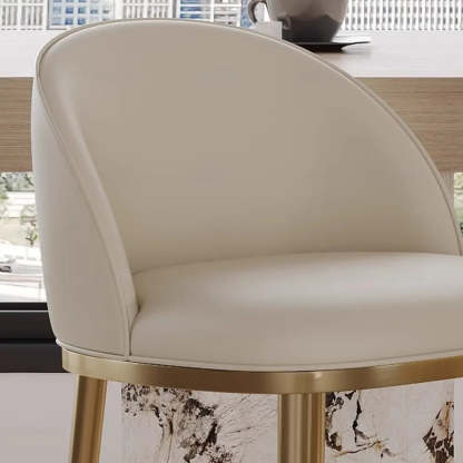 Modern Leather Padded Low Back Counter Bar Stool — Orange