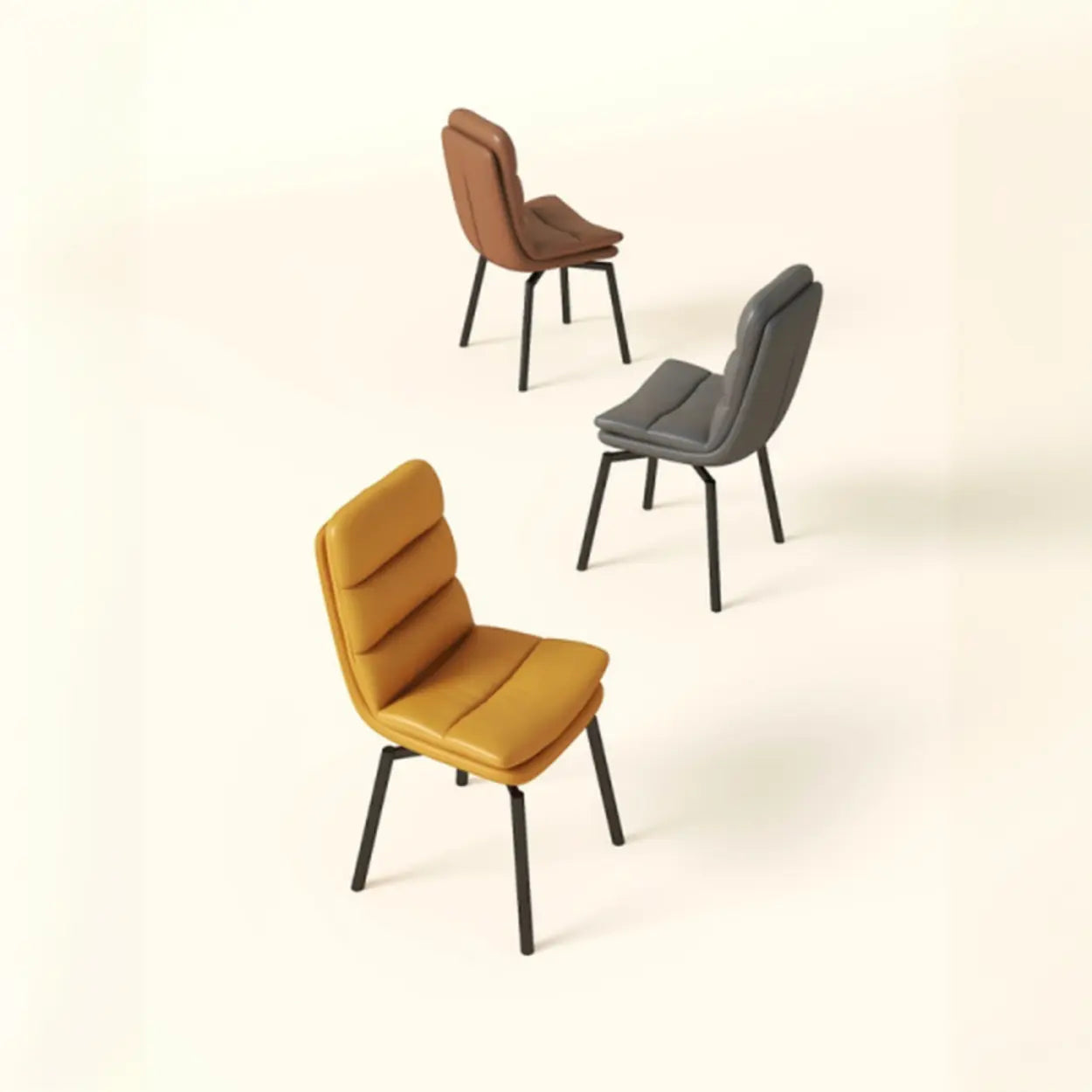 Modern Leather Padded Swivel Dining Chair — Cream