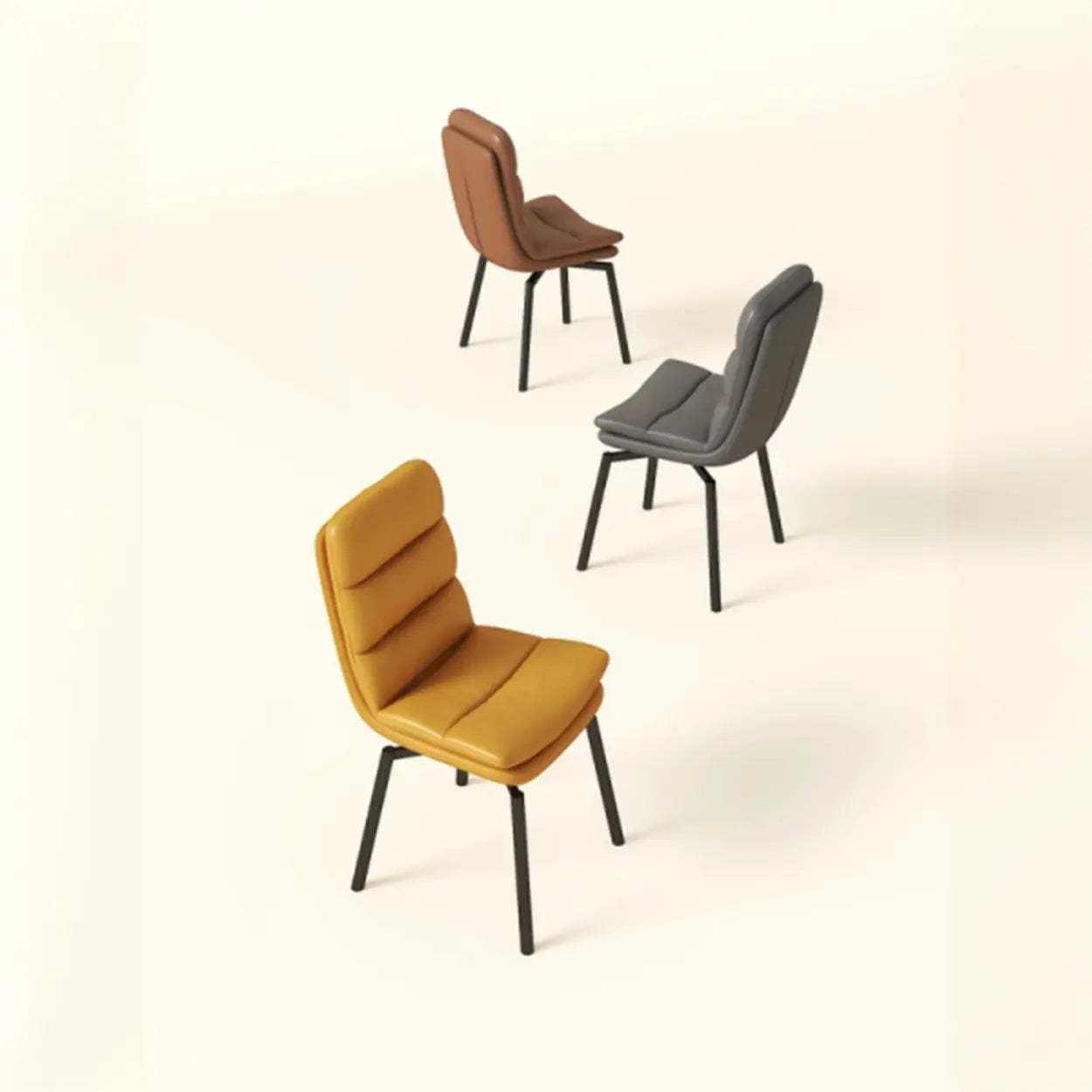 Modern Leather Padded Swivel Dining Chair — Cream