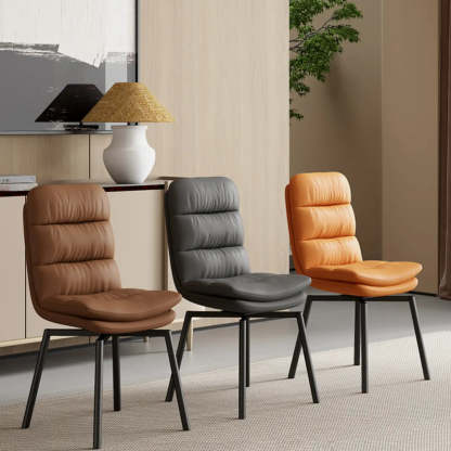Modern Leather Padded Swivel Dining Chair — Black