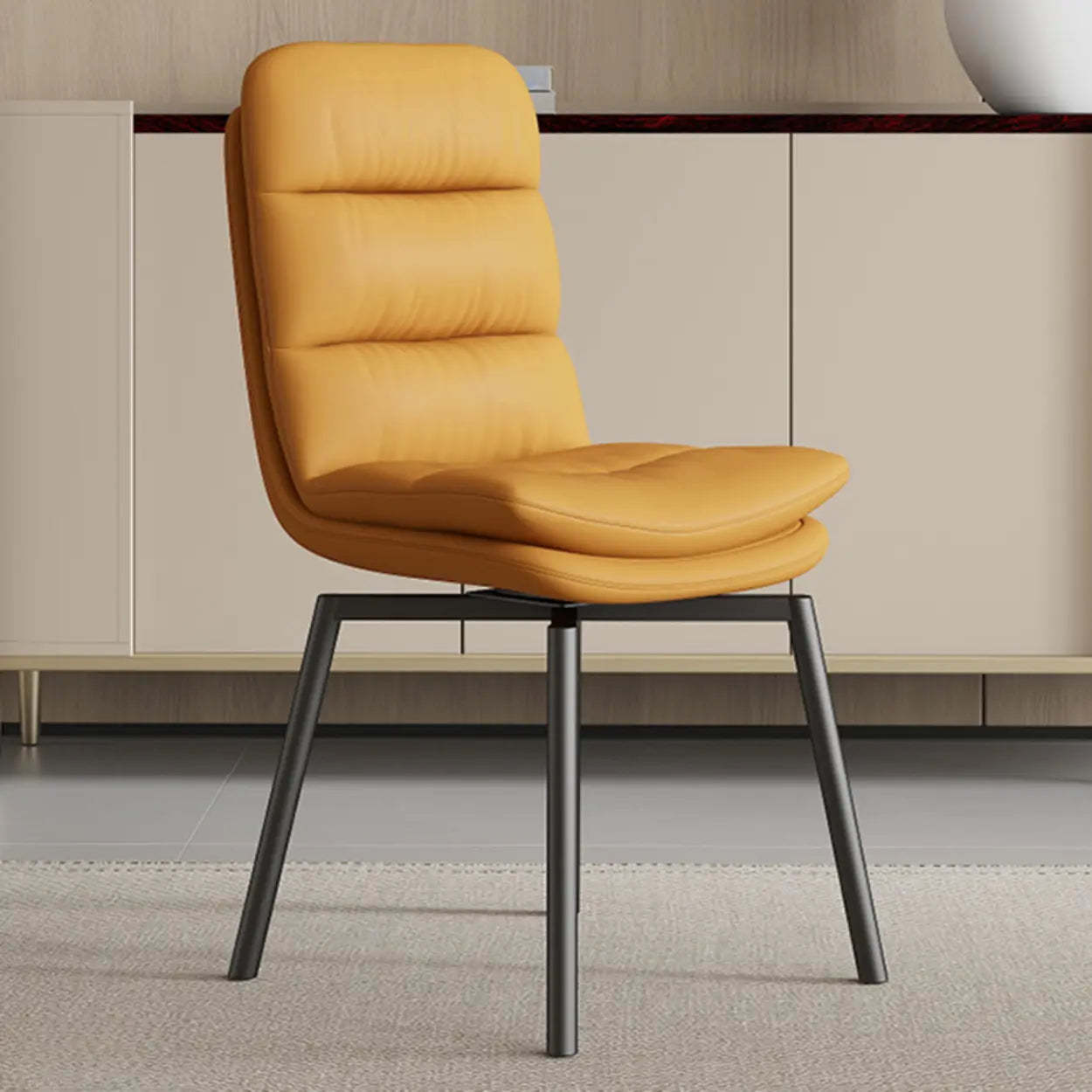 Leather Padded Swivel Upholstered Dining Chair