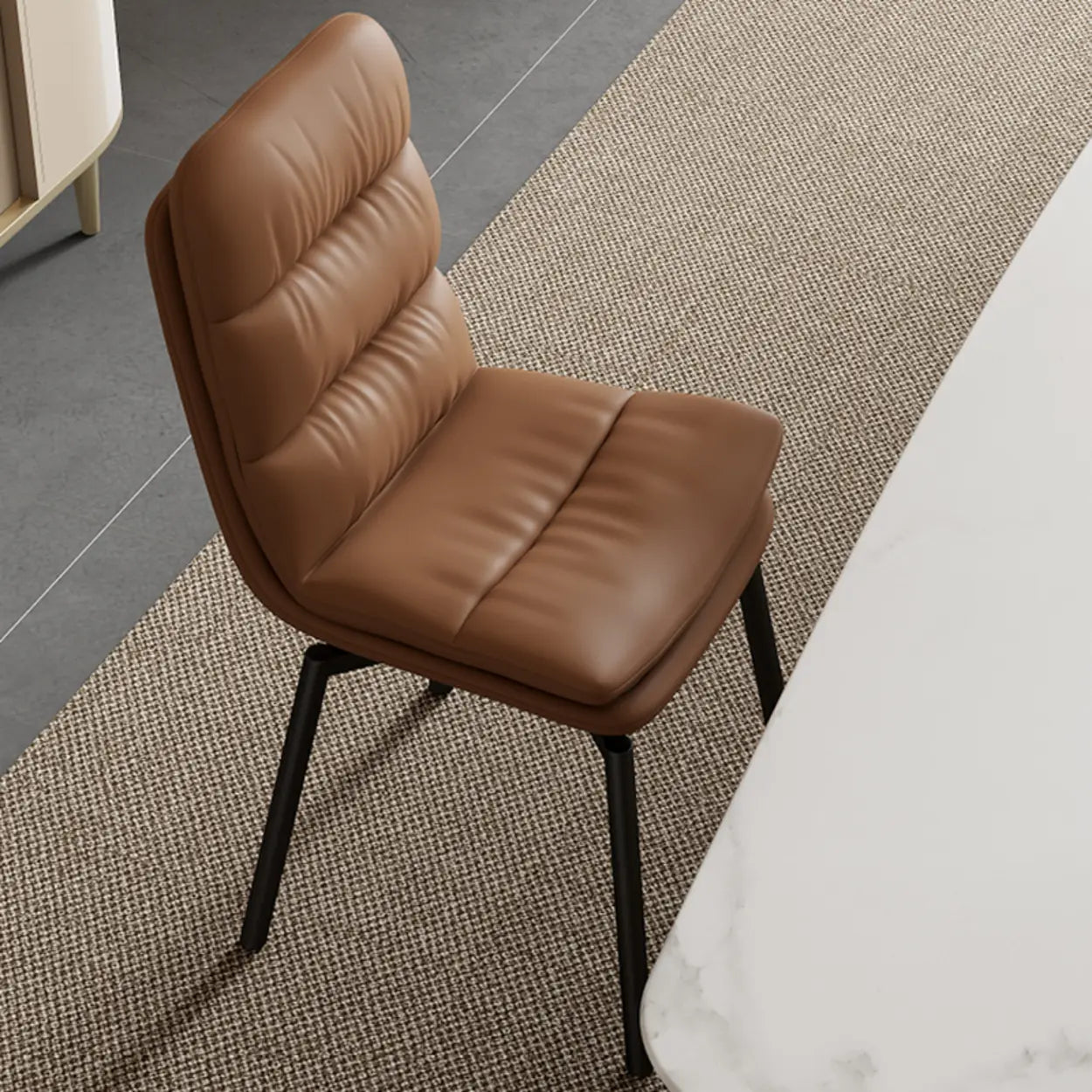 Modern Leather Padded Swivel Dining Chair — Dark Coffee