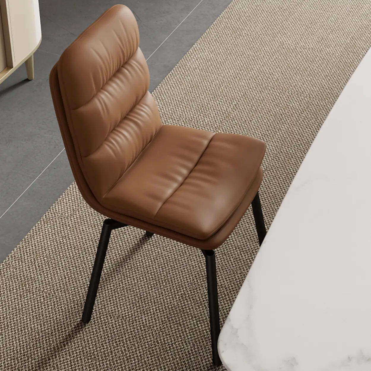 Modern Leather Padded Swivel Dining Chair — Dark Coffee