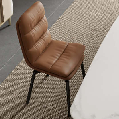 Modern Leather Padded Swivel Dining Chair — Dark Coffee