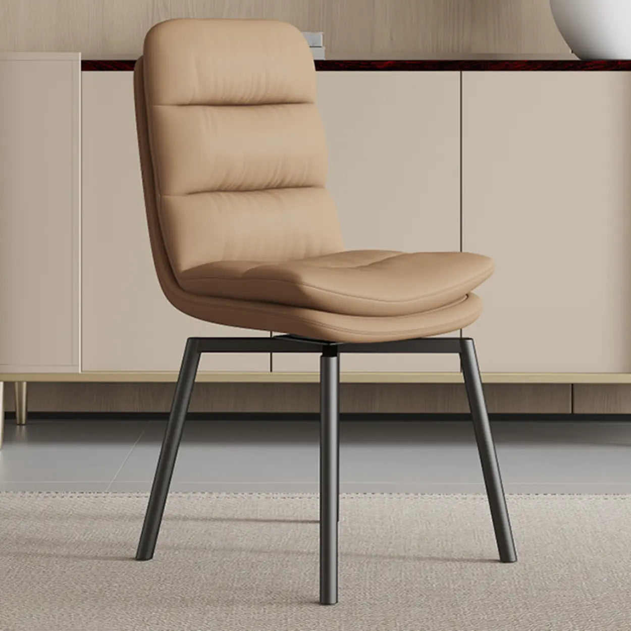 Modern Leather Padded Swivel Dining Chair — Dark Gray