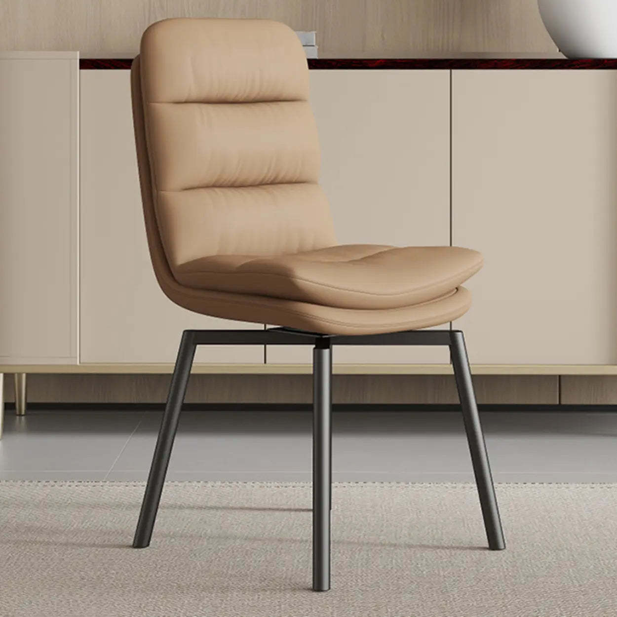 Modern Leather Padded Swivel Dining Chair — Dark Gray