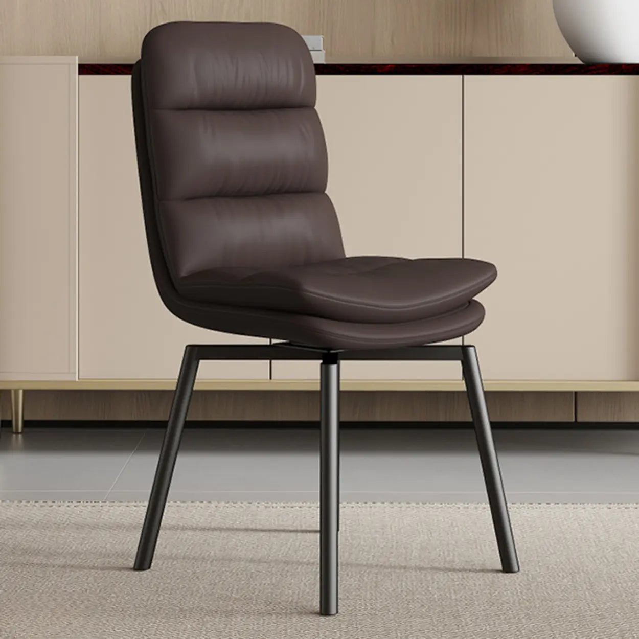 Modern Leather Padded Swivel Dining Chair