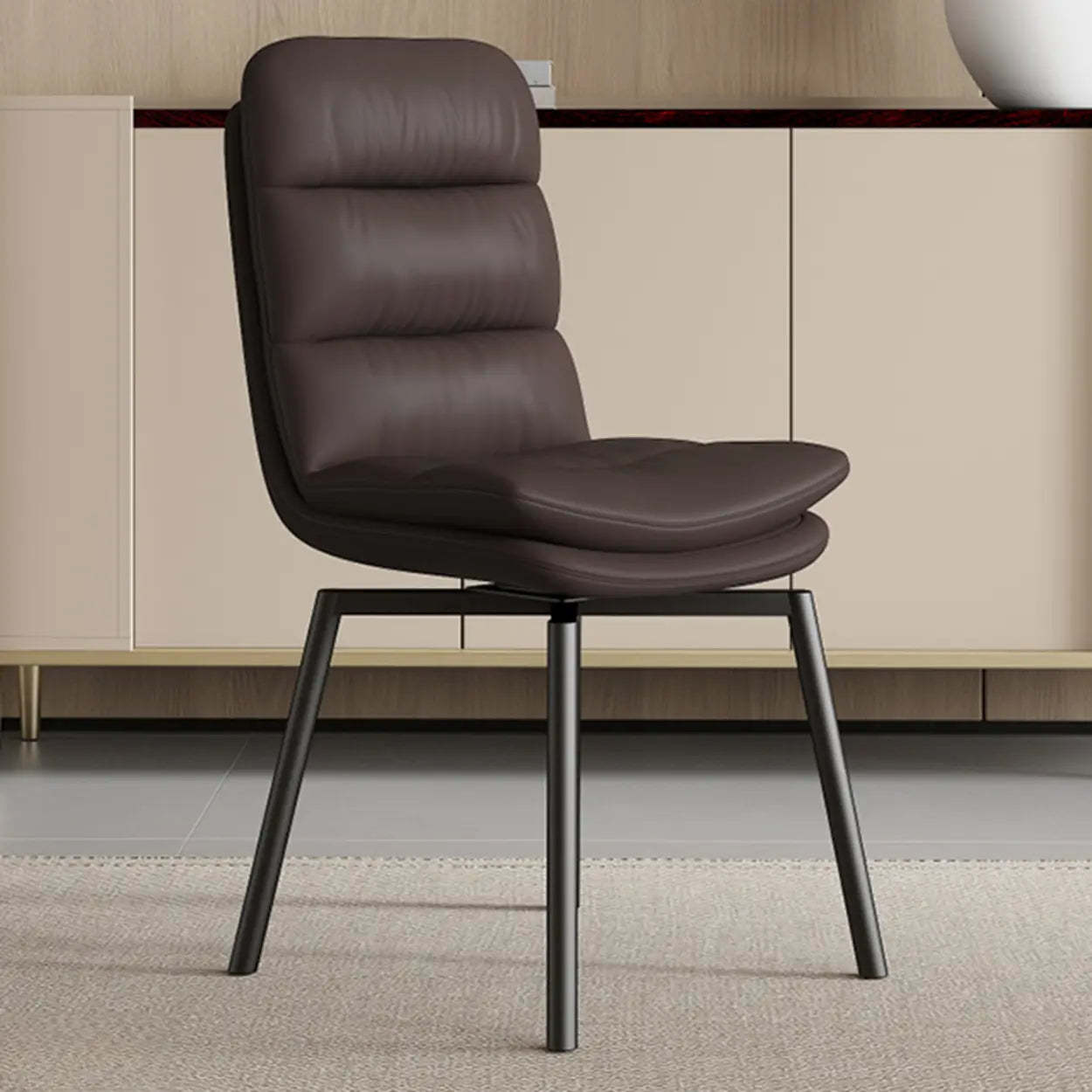 Modern Leather Padded Swivel Dining Chair