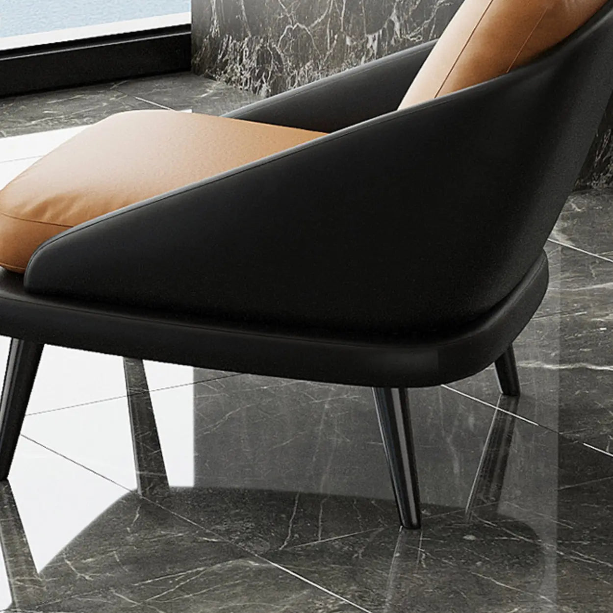 Modern Black Leather Accent Chair