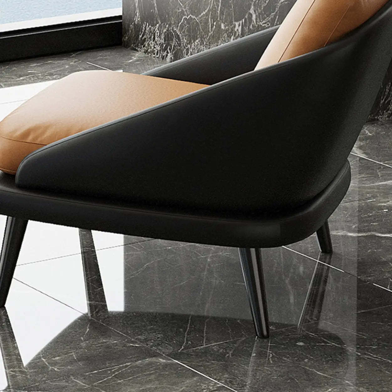 Modern Black Leather Accent Chair