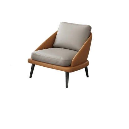 Modern Black Leather Accent Chair — Brown