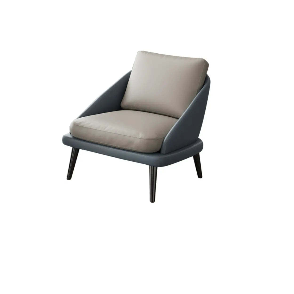 Modern Black Leather Accent Chair — Khaki