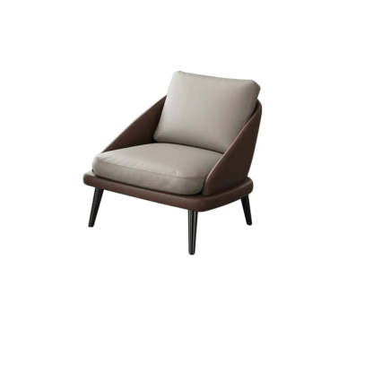 Modern Black Leather Accent Chair — Orange