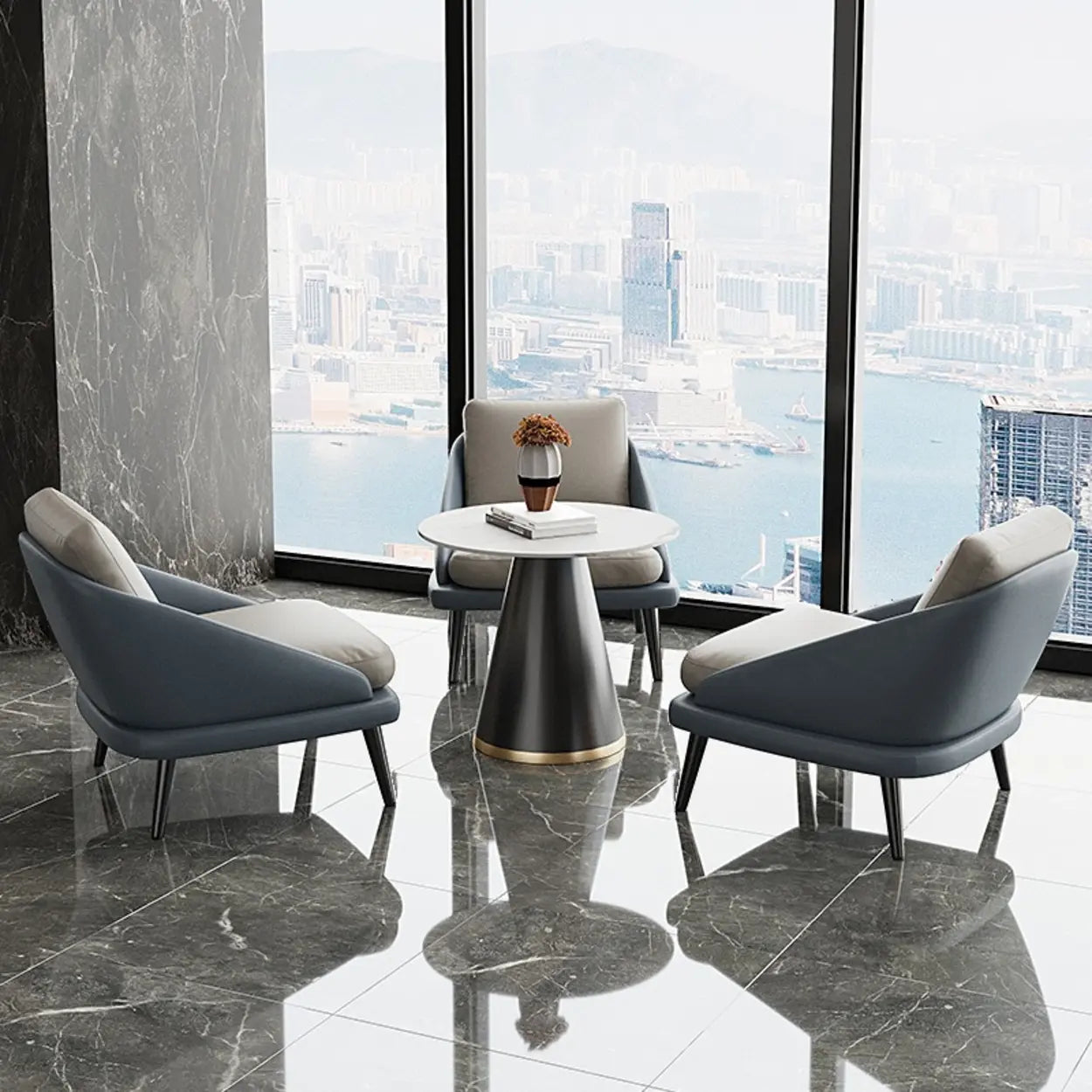 Modern Black Leather Accent Chair
