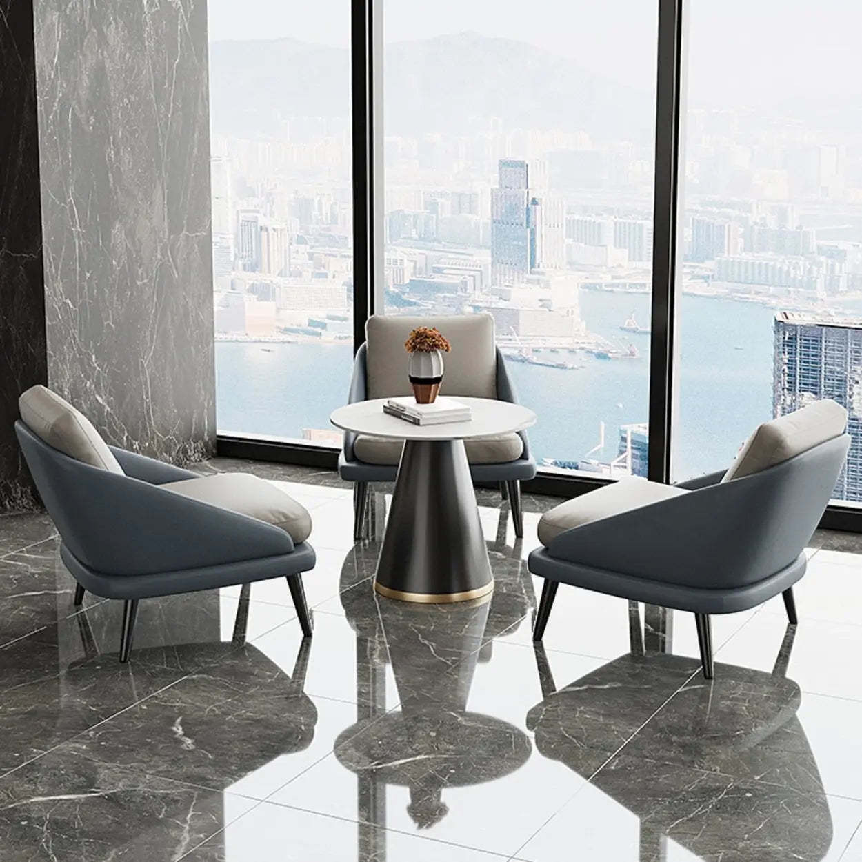 Modern Black Leather Accent Chair