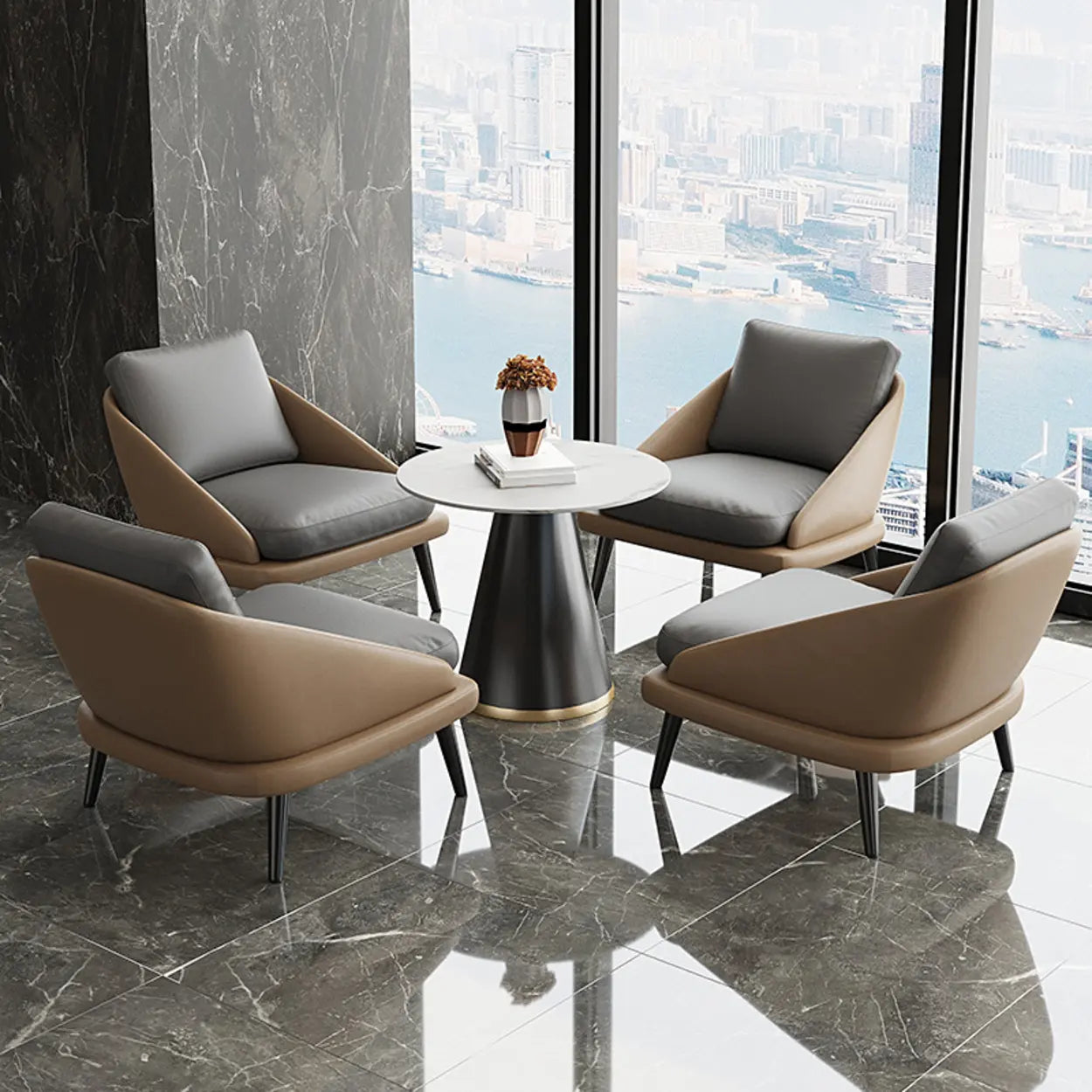 Modern Black Leather Accent Chair