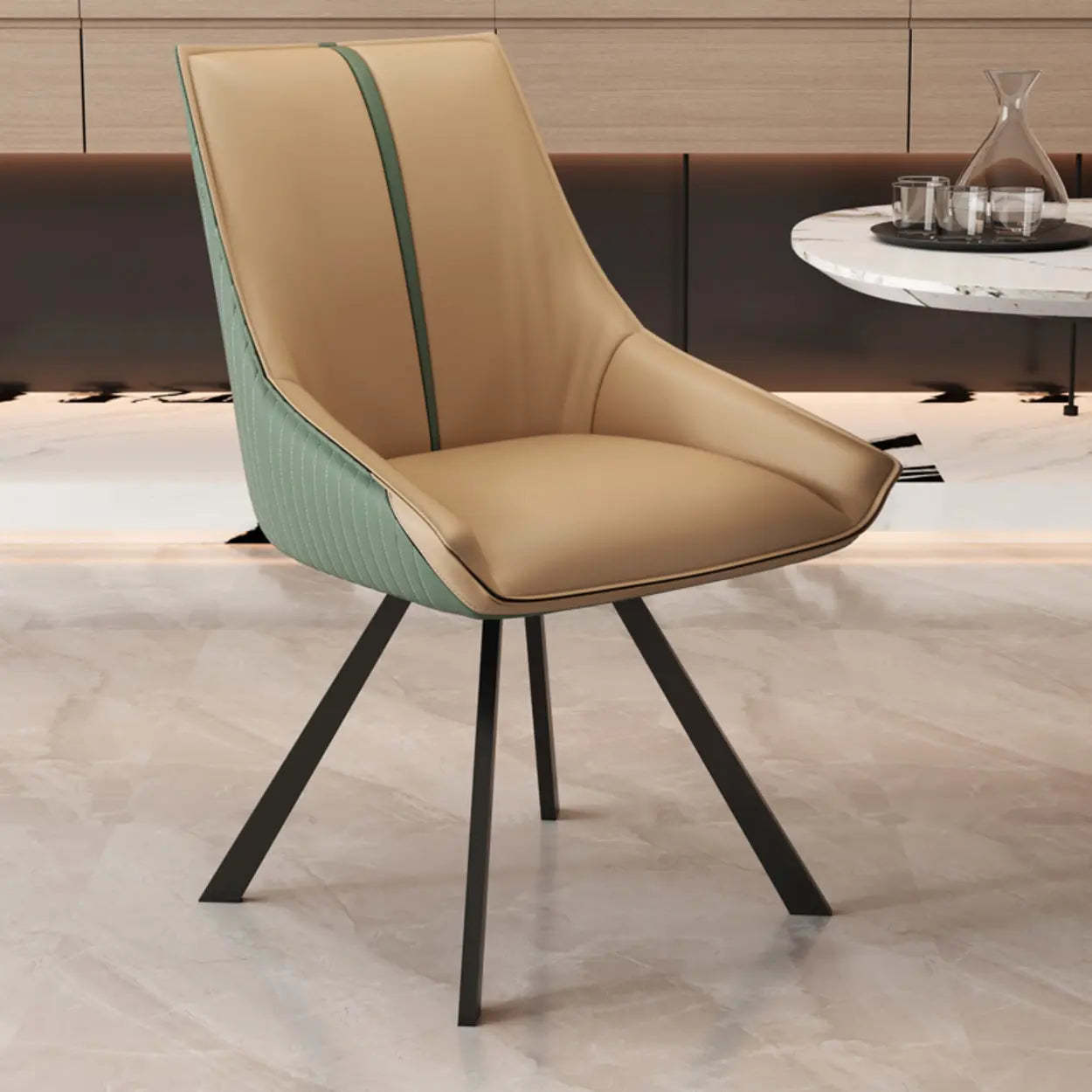 Modern Leather Accent Dining Chair
