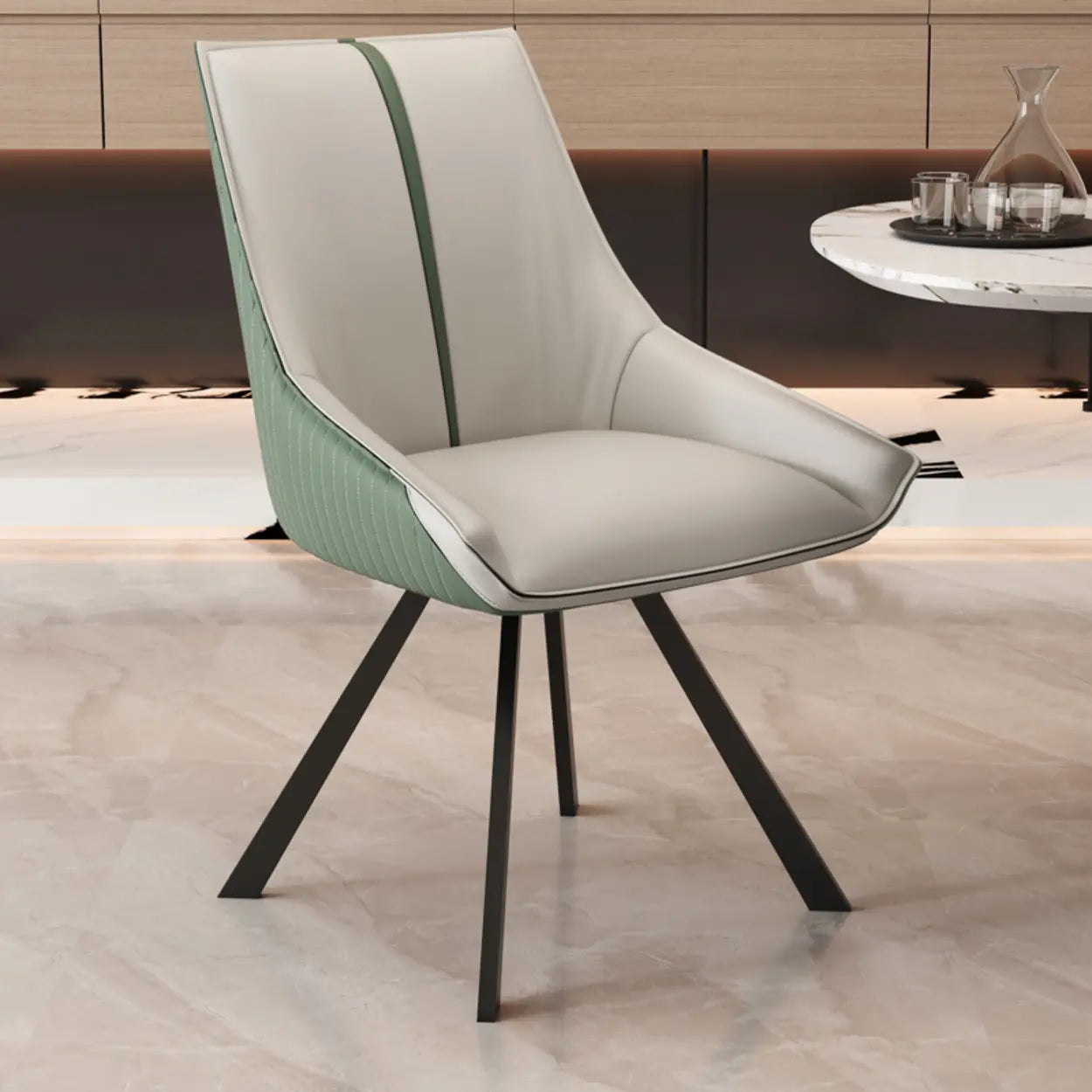 Modern Leather Accent Dining Chair