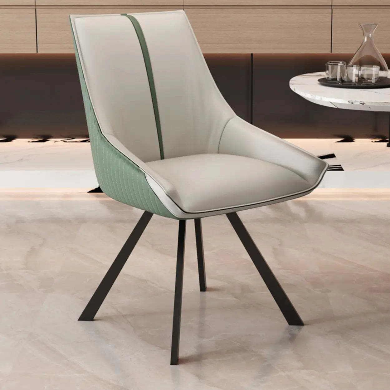 Modern Leather Accent Dining Chair