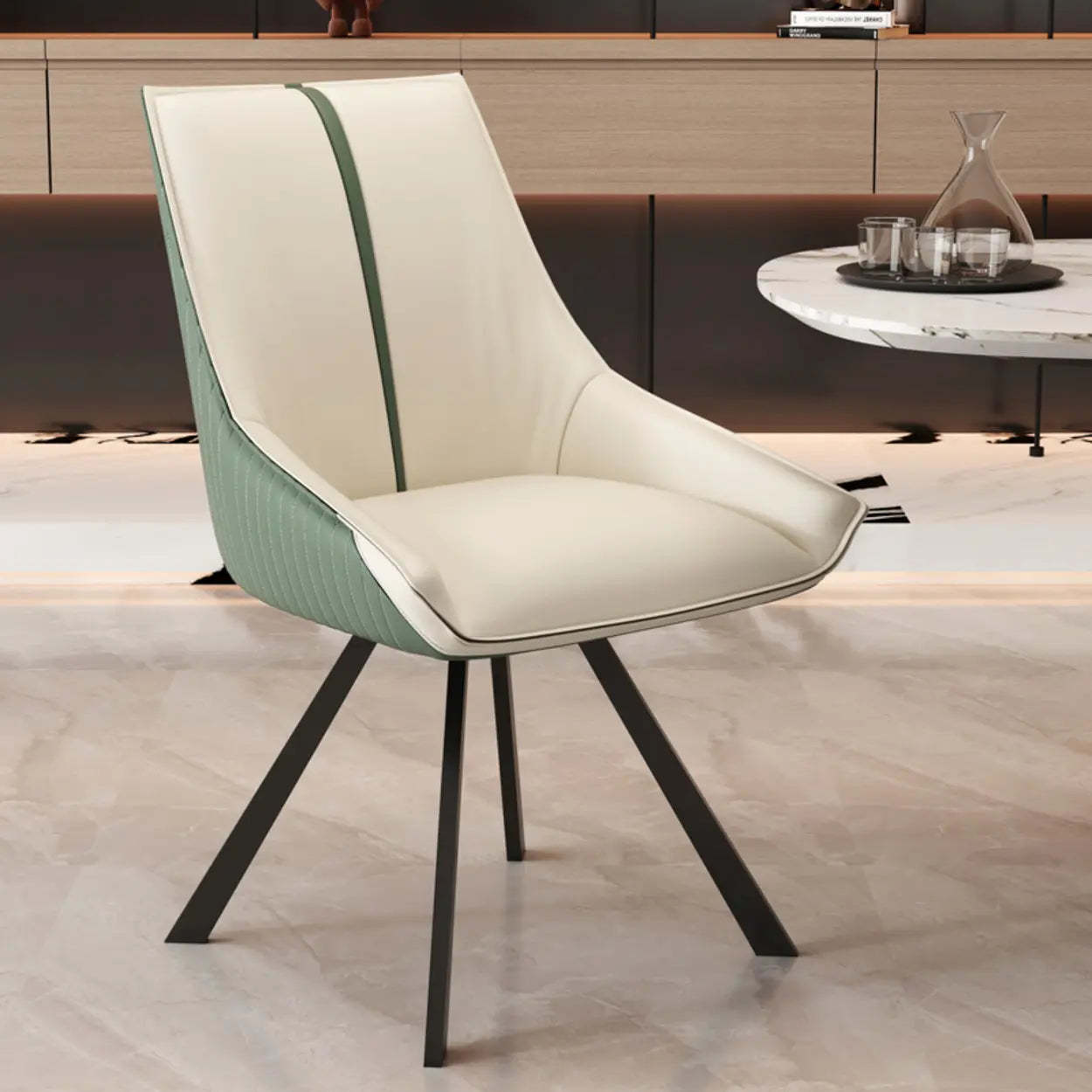 Modern Leather Accent Dining Chair