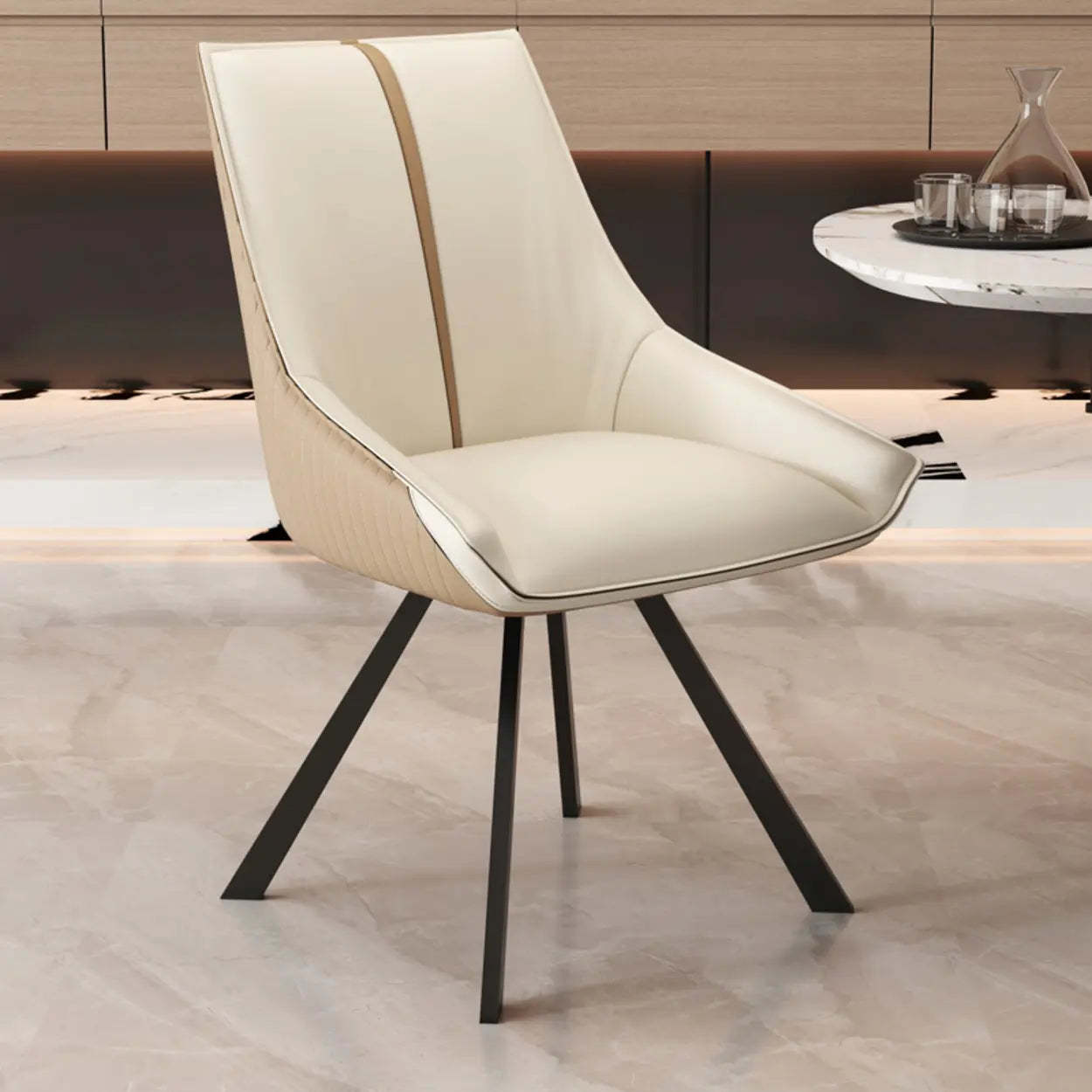 Modern Leather Accent Dining Chair