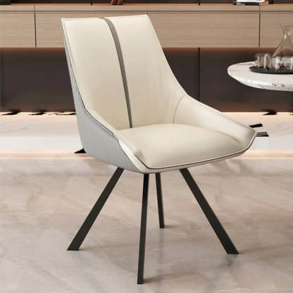 Modern Leather Accent Dining Chair — Green-Coffee