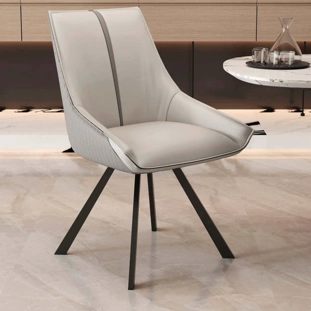 Modern Leather Accent Dining Chair — Green/ Orange