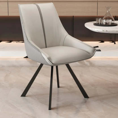 Modern Leather Accent Dining Chair — Green/ Orange