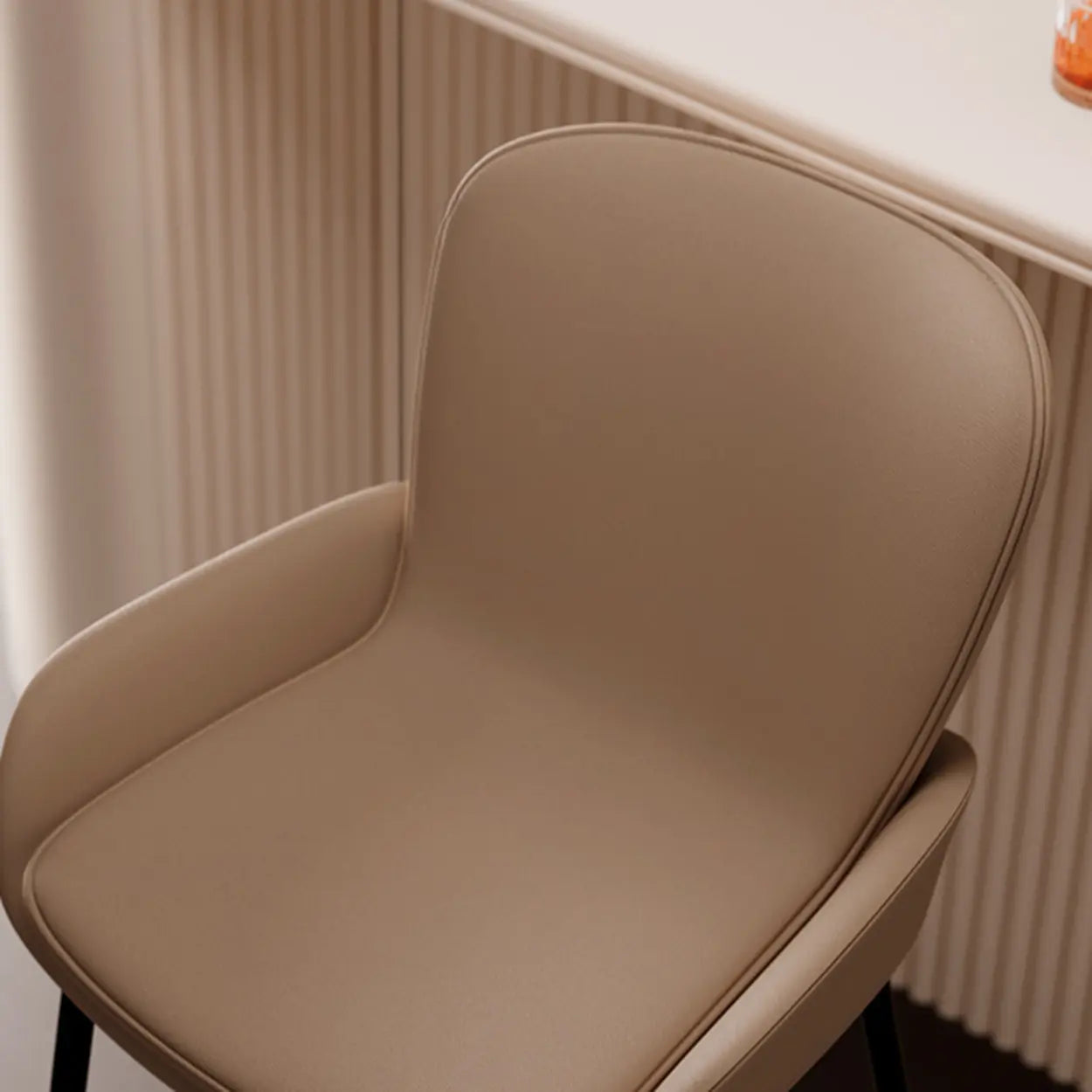 Modern Leather Bar Stool with Arm Footrest — Coffee