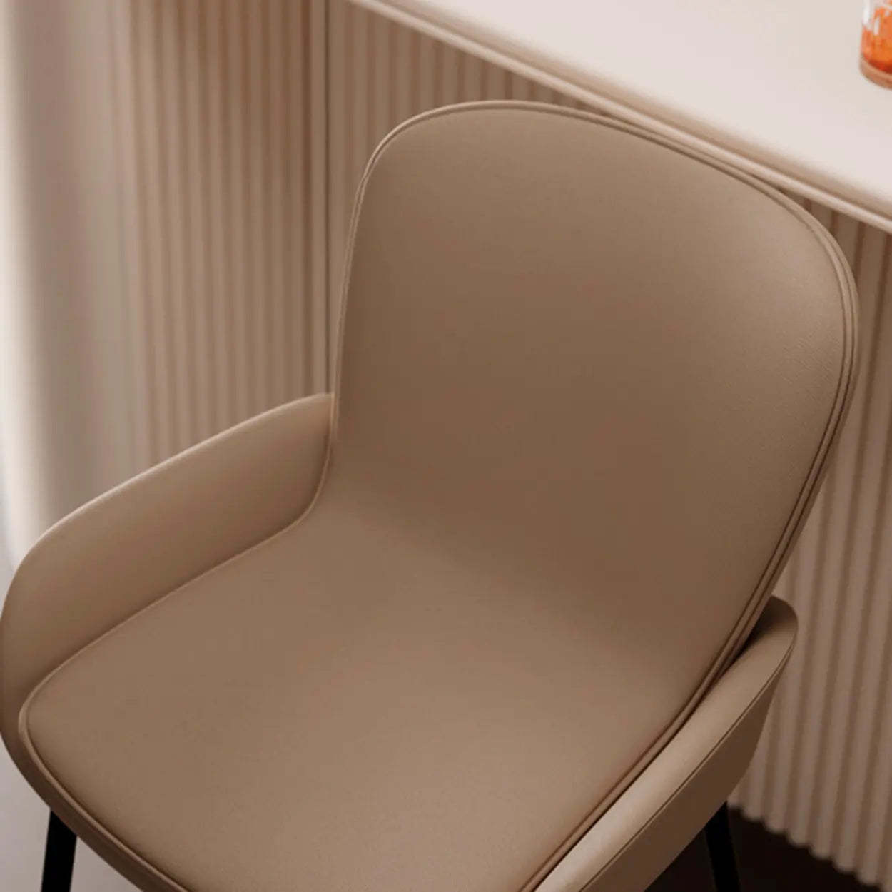 Modern Leather Bar Stool with Arm Footrest — Coffee