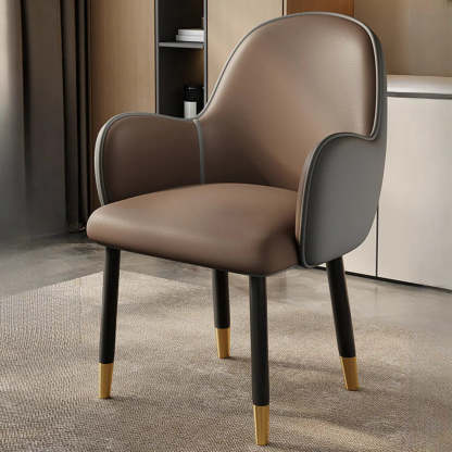 Modern Leather Dining Chair with Armrests