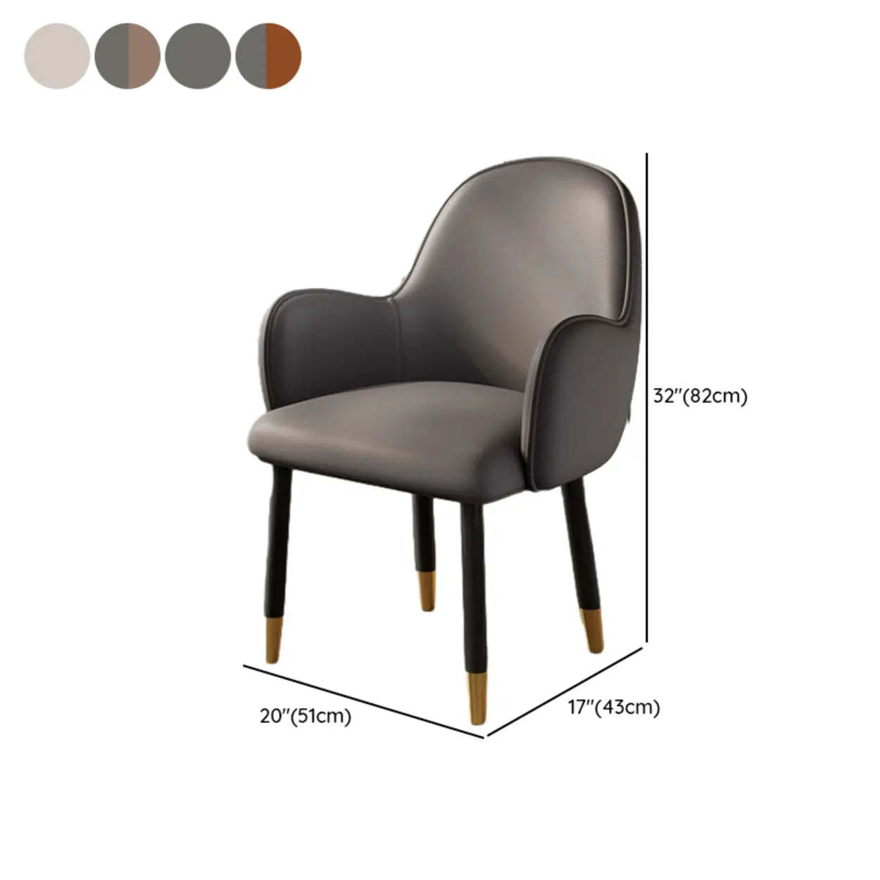 Modern Leather Dining Chair with Armrests
