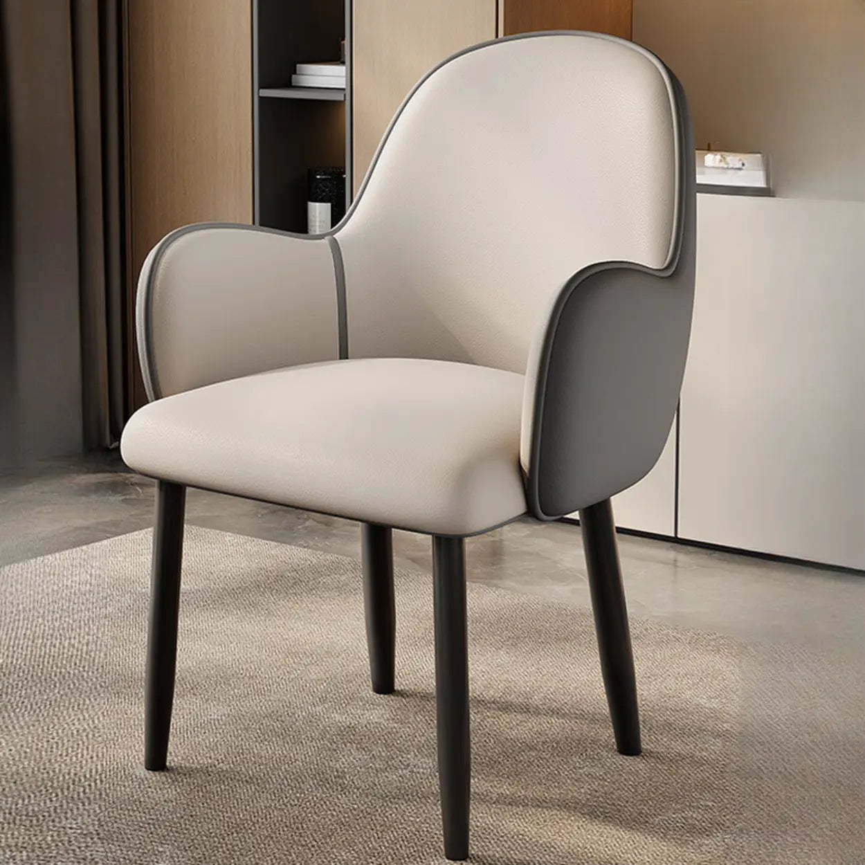 Gray modern armrests dining chairs & benches — Light Gray / Black