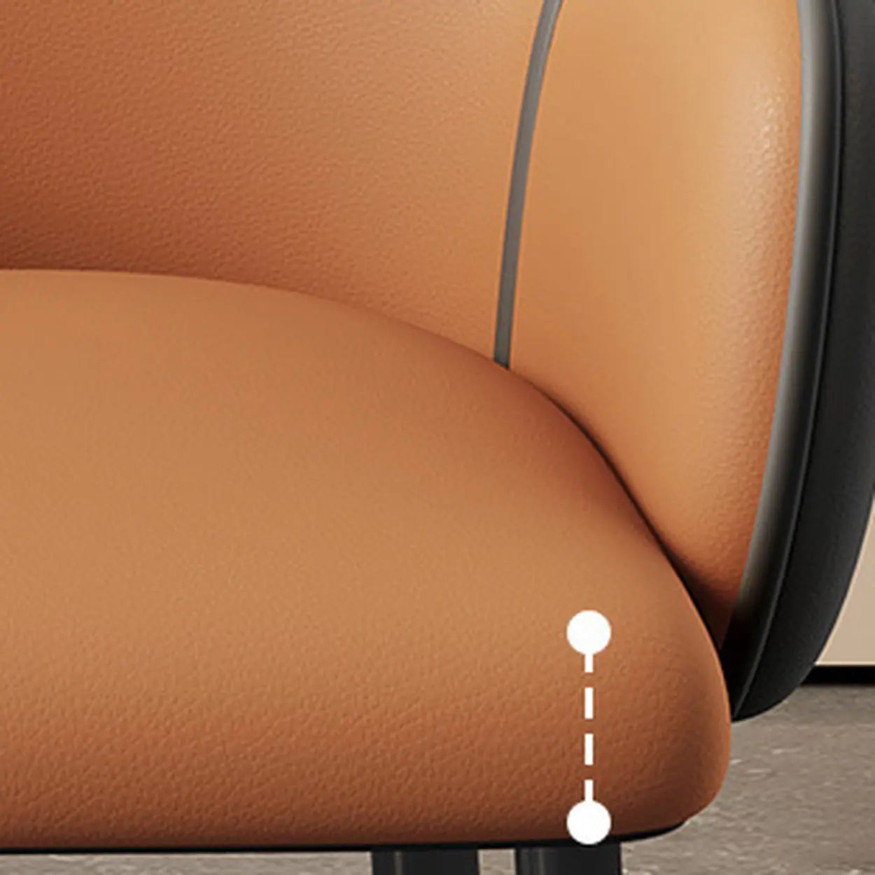 Modern Leather Dining Chair with Armrests — Dark Gray/ Orange / Black/ Gold