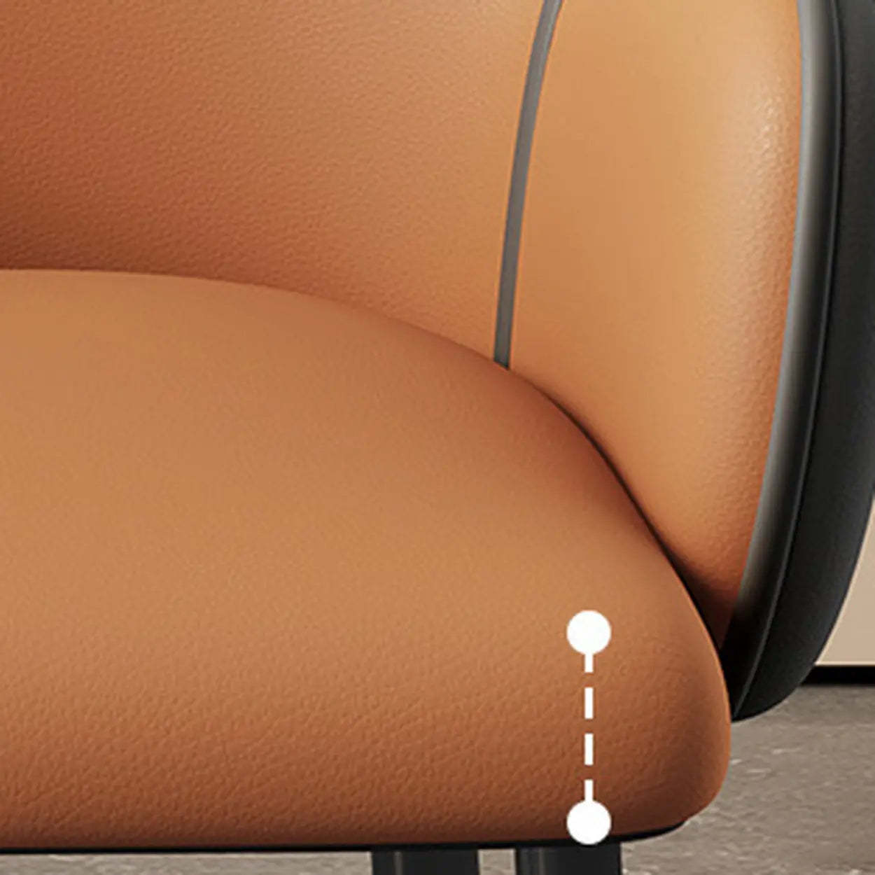 Modern Leather Dining Chair with Armrests — Dark Gray/ Orange / Black/ Gold