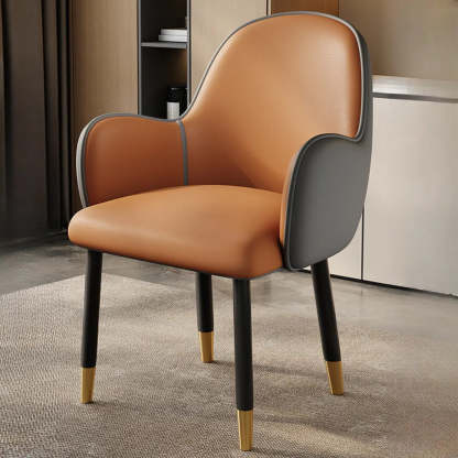 Modern Leather Dining Chair with Armrests