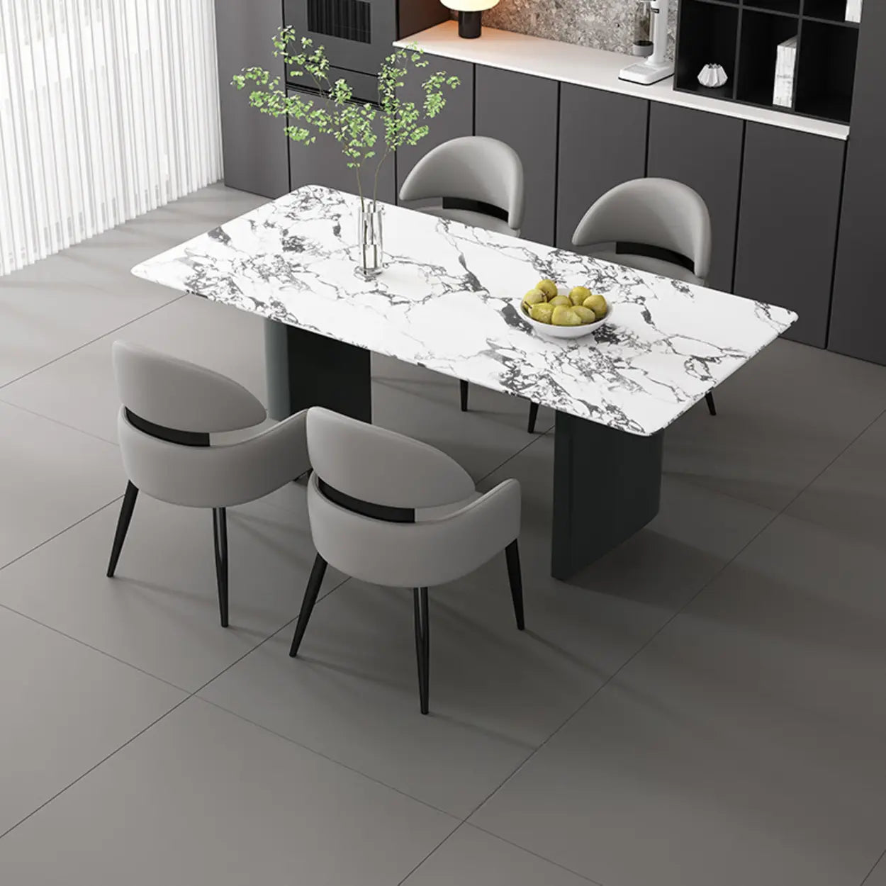 Modern Leather Dining Chair with Arms